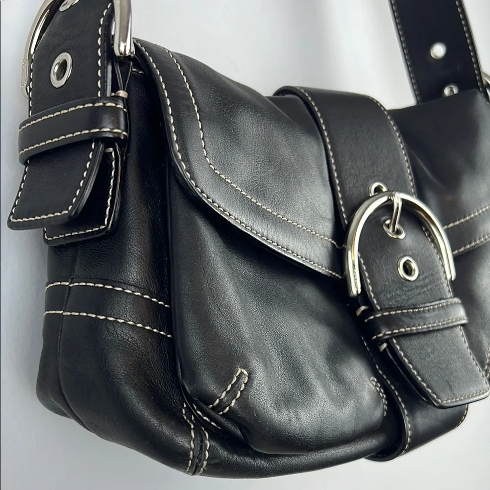 Coach Y2K Soho Buttery Soft Double Pocket Buckle Hobo Shoulder Bag Black 3653 - Picture 3 of 15